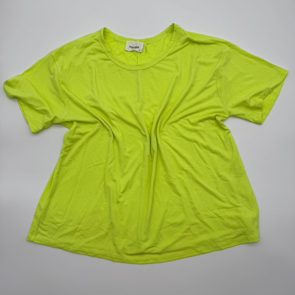 ANDREE BY UNIT Tops - Andree by Unit Womens Neon Retro Yellow Lime Short Sleeve Tee Shirt Medium